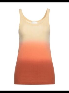 Sandro Paris Ombre Scoop Neck Tank Top in Cream and Orange $72 NWT